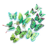 48 Pcs Mariposa Verde Pared Decoración Pegatinas For Fiesta