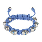  Pulsera Bomberg Skully De Hilo Color Azul Tamaño Mediano / 240mm De Diámetro