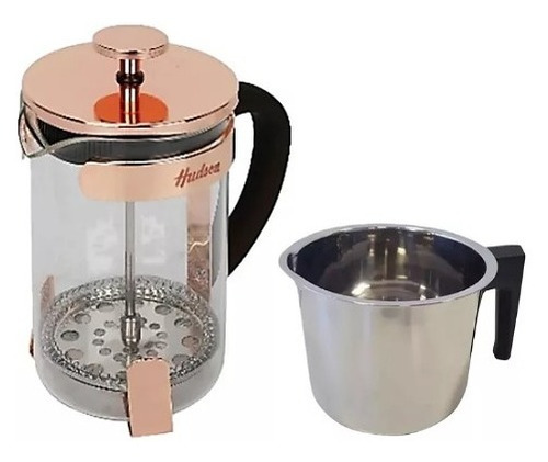 Set Cafetera Embolo Francesa 800ml Cobre Jarro Acero 12cm