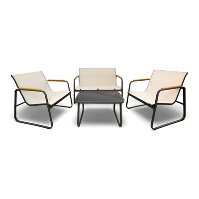 Juego Sala Para Jardín 4 Piezas Para Exterior Lumo Elegante Mesa Set Jardin Para Exteriores Moderno Beige