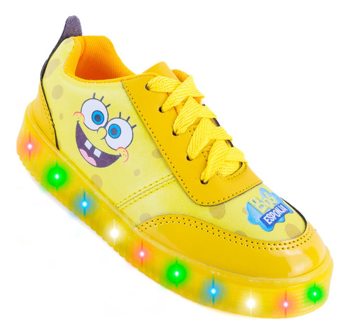 Tenis Bob Esponja Luces Leds Niños 770 Amarillo Total 15-21