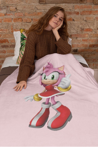 Lençol Solteiro Amy Rose Do Sonic Roupa De Cama Menina Gamer