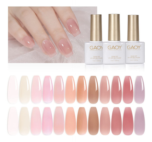 Gaoy Juego De 15 Esmaltes De Unas De Gel Jelly Nude De Color