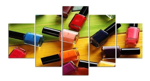 Quadros Decorativos Pedicure Manicure Esmaltes 5 Peças