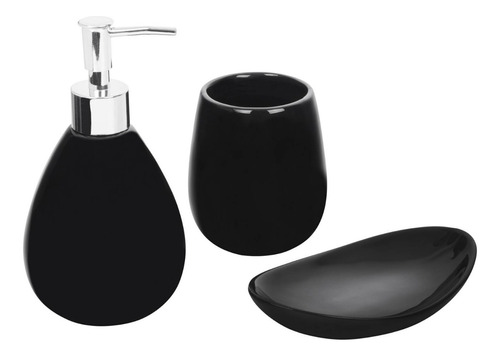 Kit De Accesorios Para Baño 3 Piezas Negro Afj