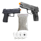 Kit 2 Pistola Airsoft P320 E Glock Rossi 1000 Bbs E 10 Alvos