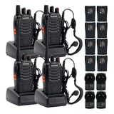 Kit X4 Handy Walkie Talkie Baofeng Bf-888s 16ch + Baterias Color Negro