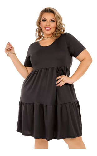 Vestido Plus Size Evangelico Manga Curta Para Dia A Dia