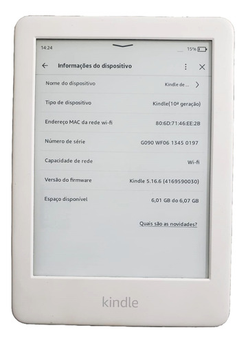 E-reader Kindle 10º Geração 8gb Branco Com Tela De 6  167ppp