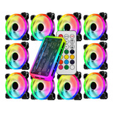 Kit 10 Fan Gamer Cooler Rgb Argb 120mm 2 Face + Controladora