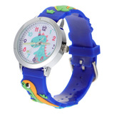 . Reloj Azul Con Forma De Dinosaurio Para Niños Pequeños