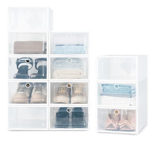 Organizador De Zapatos Set 12 Cajas Apilables Multiusos 