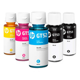 Kit 5 Botellas Tinta Hp Gt53 Gt52 2 Negro Cyan Amarillo Mage