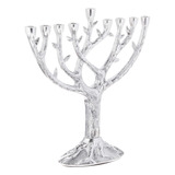 Alumín Texturizado Del Árbol De La Vida De Hanukkah Menorah