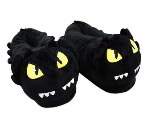 Pantufa Dragão 3d Banguela Furia Noite - Preto - Tamanho P