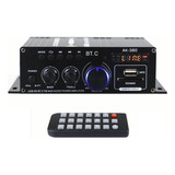 Amplificador Áudio Bluetooth Receptor 400w Fm Usb Karaokê