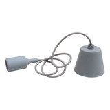 Socket Gris E27  Estandar Colgante Cable Textil 90cm Silicon