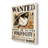 Cuadro Metálico Wanted Luffy One Piece Arte Aluminio 