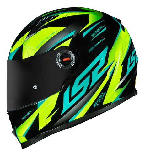 Capacete Ls2 Ff358 Draze Preto/verde/amarelo Fluo