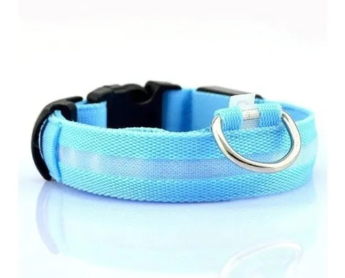 Collar Con Luz Led Carga Usb Perros Gatos Azul Talla M