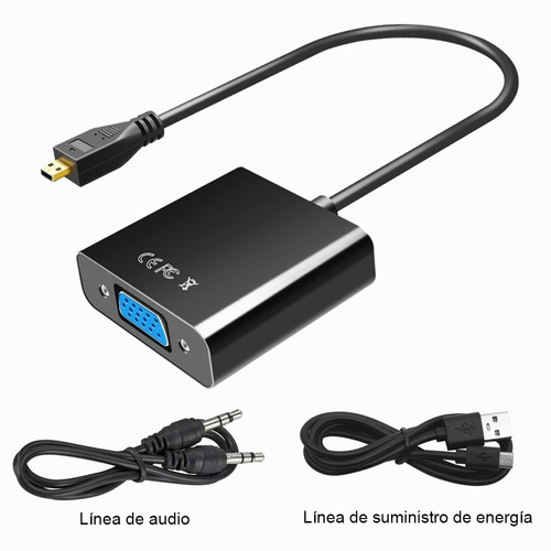 Cable Adaptador Convertidor Micro Hdmi A Vga Audio 3.5mm