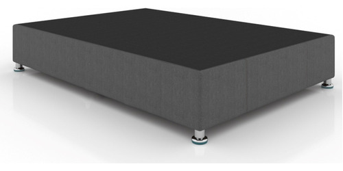 Base/box De Cama Individual Gris Contemporánea Tapizada Plus