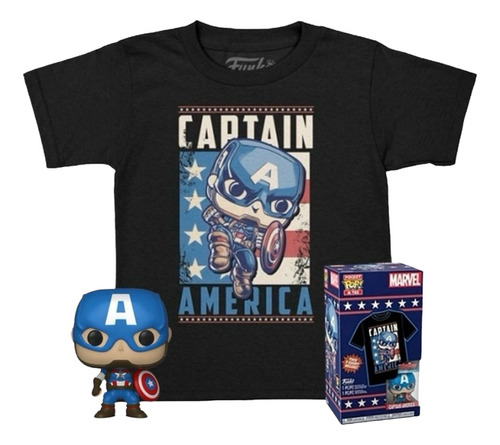 Funko Pop Tees Captain America Con Pocket Pop Talla M