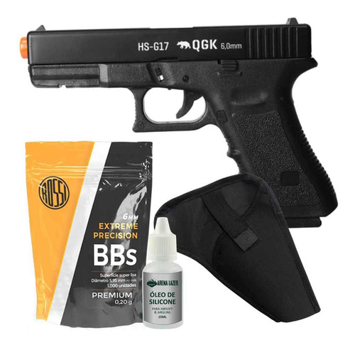 Airsoft Spring Mola Glock Hs-g17 Bbs 0.20g Coldre Neo Óleo