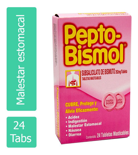 Pepto Bismol 262 Mg Caja Con 24 Tabletas Masticables