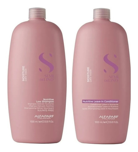 Kit Semi Di Lino Moisture Shampoo 1 Litro + Leave In 1 Litro