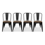 Pack 4 Sillas Tolix Asiento Madera Chocolate Form