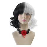 3706 Cruella De Vil Kuila Hair Meio Curto Cosplay Encaracola