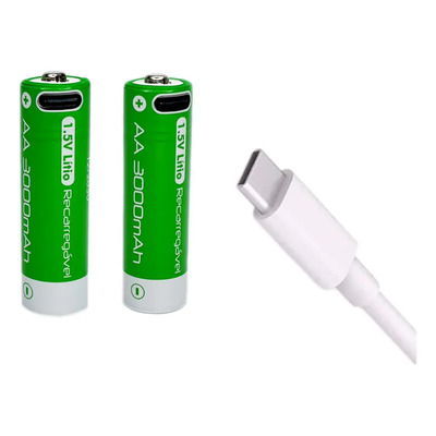 Pilha Aa Recarregável 1.5v Carga Direta Rápida Usb-c C\u002F2 Un | MercadoLivre