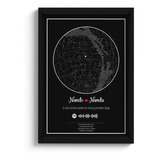Quadro Mapa Das Estrelas Qrcode Spotify C/ Moldura Vidro A4