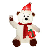 Oso Polar Inflable De Navidad De 4 Pies, Decoración Inflable