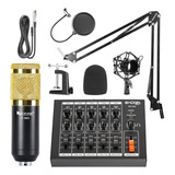 Micrófono Condensador Con Mixer + Soporte + Pop Filter Prm