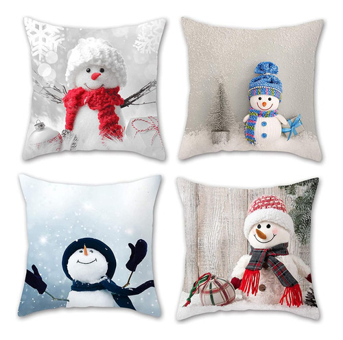 Phabuls Fundas De Almohada Navideñas De Muñeco De Nieve De 1