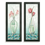 Kit 2 Quadros Decorativo Flores Plantas Banheiro Lavabo