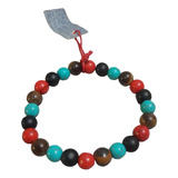 Pulsera 8mm Ojo De Tigre Onix Negro Hawlite Rojo Y Celeste