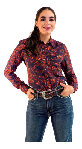 Camisa Vaquera Premium Paisley Marino Y Tinto Cm109