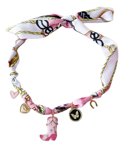 Collar Bufanda De Seda Ajustable Con Dijes Vaqueros Mascada