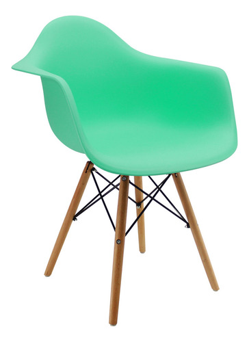 Silla Charles Eames Madera - Negra - Con Brazos Color De La Estructura De La Silla Verde Menta