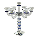 Candelabro De Cristal Judío Diseño Cuadrado 7 Brazos (azul)