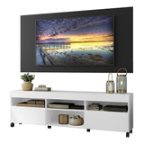 Rack Com Painel E Suporte Tv 65 Londres Multimóveis V3345 Cor Branco/preto