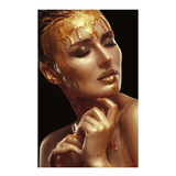 Vinilo 20x30cm Mujer Oro Maquillaje Posando Rostro Gold