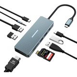 Hub Usb C, Adaptador 10 En 1 Con Hdmi 4k, Usb 3.0 X 2, Usb-c