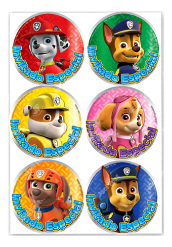 Distintivos Stickers Paw Patrol Artículo Fiesta - Paw0h1