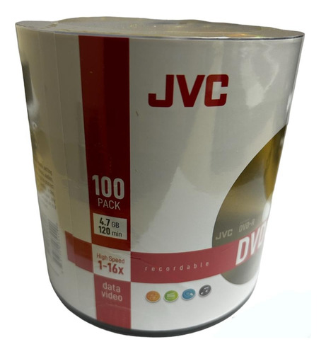 Dvd-r Jvc 16x 4.7gb Superficie Con Logo Torre De 100 Piezas