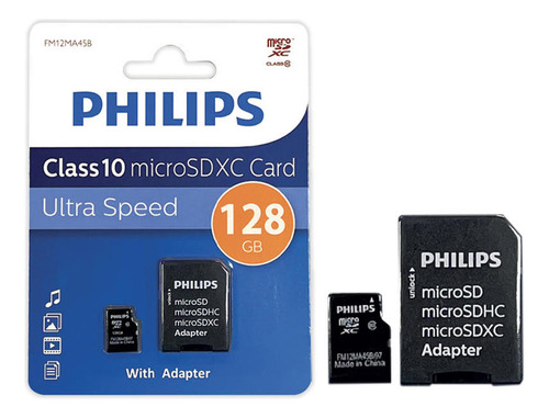 Tarjeta Memoria Tf Microsd Xc C10 Philips 128gb