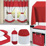 Kit Cozinha 9 Peças Vermelho Poa ( Kit P/ Fogão 6 Bocas )